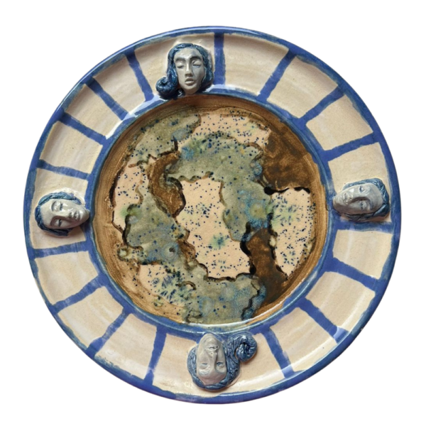 Prato 4 rostos azul
